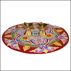 "Rangoli Sticker with 2 Brass Diyas - Click here to View more details about this Product